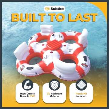 SOLSTICE Super Chill Inflatable River Raft Tube with Cupholder
