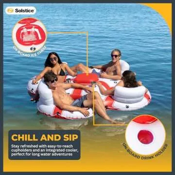 SOLSTICE Super Chill Inflatable River Raft Tube with Cupholder