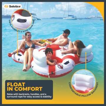 SOLSTICE Super Chill Inflatable River Raft Tube with Cupholder