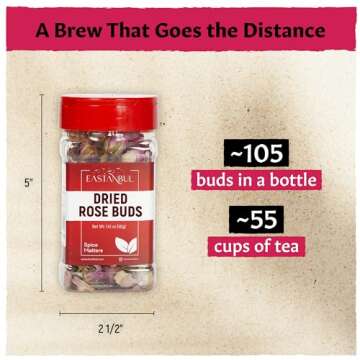 Eastanbul Dried Rose Buds, 1.4oz Edible Rose Buds For Desserts, Caffeine-Free Tea, Edible for Baking, Jam, Crafting, Dry, Natural, Vegan, Non GMO, Gluten Free