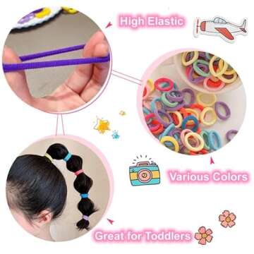 Tesvyns 200Pcs Baby Hair Ties Cotton Toddler Hair Ties for Girls and Kids, Kids Seamless Hair Bands Ponytail Holders(Multiple colors)