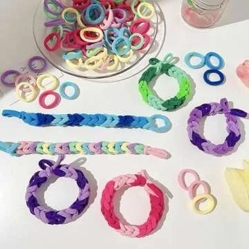 Tesvyns 200Pcs Baby Hair Ties Cotton Toddler Hair Ties for Girls and Kids, Kids Seamless Hair Bands Ponytail Holders(Multiple colors)