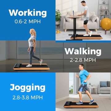 Goplus Walking Pad, Wooden Under Desk Treadmill for Home Office, Portable Walking Pad Treadmill with...