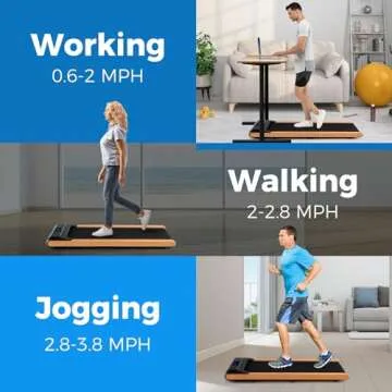 Goplus Walking Pad, Wooden Under Desk Treadmill for Home Office, Portable Walking Pad Treadmill with...