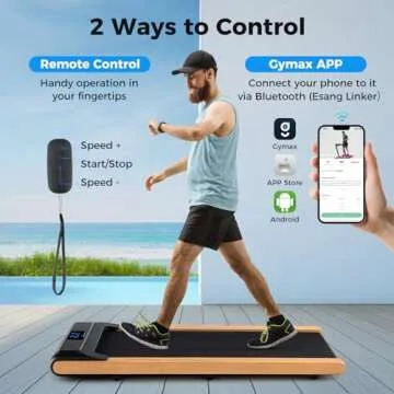 Goplus Walking Pad, Wooden Under Desk Treadmill for Home Office, Portable Walking Pad Treadmill with Remote Control, APP Control and LED Display, Installation-Free Walking Jogging Machine