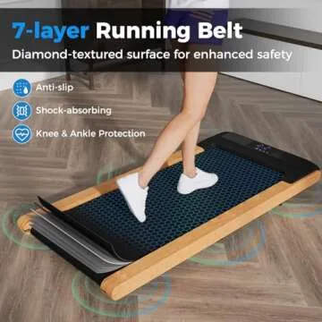 Goplus Walking Pad, Wooden Under Desk Treadmill for Home Office, Portable Walking Pad Treadmill with Remote Control, APP Control and LED Display, Installation-Free Walking Jogging Machine