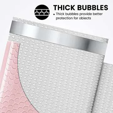 Fuxury Bubble Mailer, 6x10 Inch Bubble Mailers 50 Pack, Self-Seal Adhesive Padded Envelopes, Water Resistant Mailers, Shipping Envelopes for Packaging, Small Business, Mailing,Bulk Light Pink #0