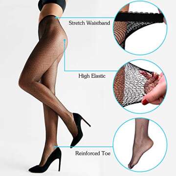 Duufin 8 Pairs High Waist Fishnet Stockings for Women