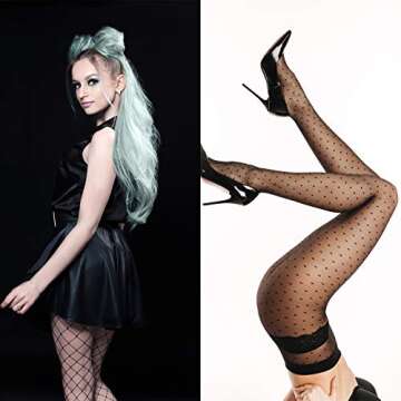 Duufin 8 Pairs High Waist Fishnet Stockings for Women