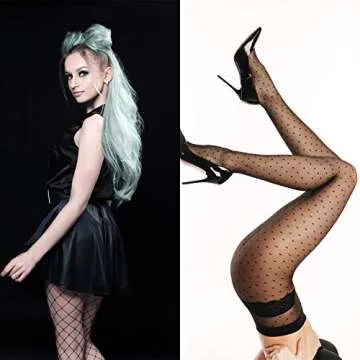 Duufin 8 Pairs High Waist Fishnet Stockings for Women