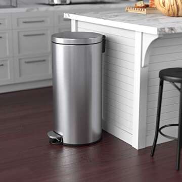iTouchless SoftStep 8 Gallon Kitchen Trash Can with Odor Filter & Removable Inner Bucket, Stainless ...
