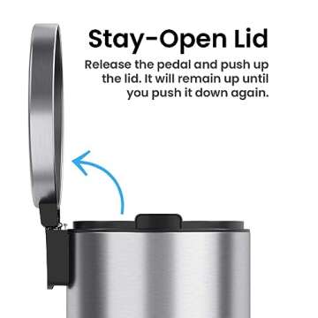 iTouchless SoftStep 8 Gallon Kitchen Trash Can with Odor Filter & Removable Inner Bucket, Stainless Steel, 30 Liter Round Step Pedal Garbage Bin for Kitchen, Bathroom, Home, Office, Quiet Lid Close
