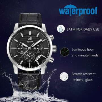 BENYAR Waterproof Quartz Chronograph Watch for Men
