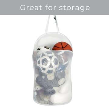 Smart Design Deluxe Mesh Over The Door Pop Up Hamper w/ Hook & Adjustable Strap - VentilAir Mesh Material - for Laundry & Clothes - Home - (Holds 3 Loads) (17 x 28 Inch) [White]