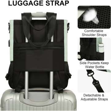 Women’s 15.6-Inch Convertible Backpack Tote - Green