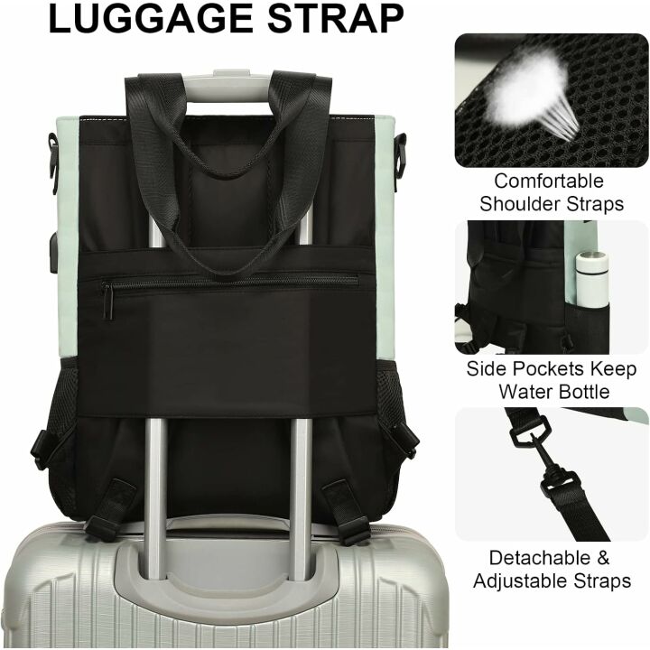 Women’s 15.6-Inch Convertible Backpack Tote - Green