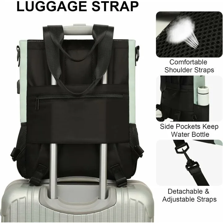 Women’s 15.6-Inch Convertible Backpack Tote - Green