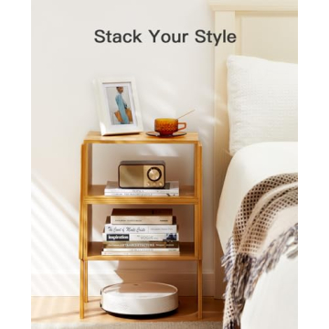 Pipishell Bamboo Stackable End Tables Set of 2