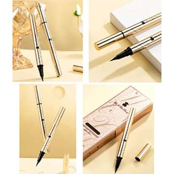 Waterproof Liquid Eyeliner, Makeup Eye Liner Pencil with Precise Ultra Fine Tip, Sweatproof, Smudgeproof, Long-Lasting, Quick Drying, Black