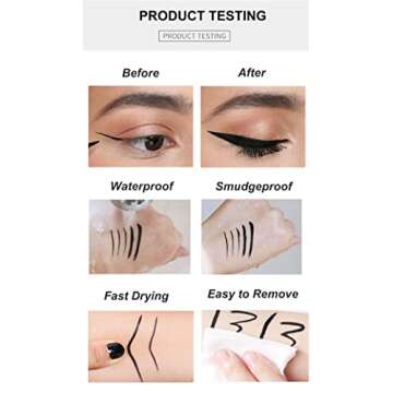 Waterproof Liquid Eyeliner, Makeup Eye Liner Pencil with Precise Ultra Fine Tip, Sweatproof, Smudgeproof, Long-Lasting, Quick Drying, Black
