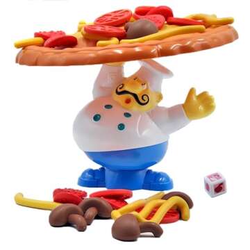 Trisquirrel Topple Pizza Game,Tabletop Balancing Pizza Toy, Poppa's Pizza Pile-Up for 2-4 Players,Fun for Family & Friends