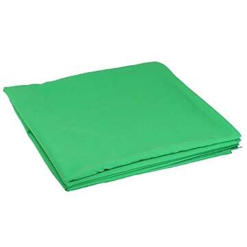 5×10ft Zoom Green Seamless Fabric Backdrop,Thicken, Screen Backdrop,Polyester Material Background Cloth for Photography,Video and Televison,Good Fabric Drape,with Three Clamps,No Rod Pocket