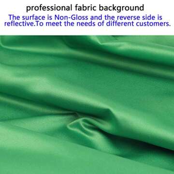 5×10ft Zoom Green Seamless Fabric Backdrop,Thicken, Screen Backdrop,Polyester Material Background Cloth for Photography,Video and Televison,Good Fabric Drape,with Three Clamps,No Rod Pocket