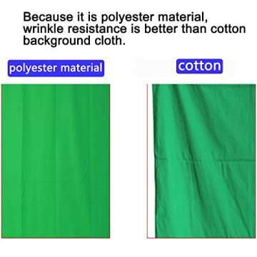 5×10ft Zoom Green Seamless Fabric Backdrop,Thicken, Screen Backdrop,Polyester Material Background Cloth for Photography,Video and Televison,Good Fabric Drape,with Three Clamps,No Rod Pocket