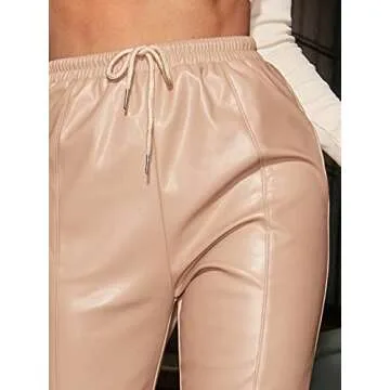 Stylish MakeMeChic PU Leather High Waisted Pants for Women