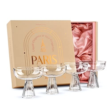 Paris Coupe Cocktail and Champagne Glasses for Daiquiri, Sidecar, Gimlet and Classic Bar Drinks | Mo...