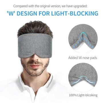 FRESHME Cotton Sleep Eye Mask for Men - Upgrade Design Blackout Side Sleeper Eyes Cover for Night Sl...