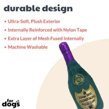 H&K for Dogs Power Plush | Vintage Chompagne (Large) | Funny Dog Toy | Dog Toy with Squeaker | Dog Gift | Fun, Durable, and Safe | Squeaky Dog Toy