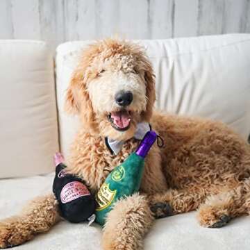 H&K for Dogs Power Plush | Vintage Chompagne (Large) | Funny Dog Toy | Dog Toy with Squeaker | Dog Gift | Fun, Durable, and Safe | Squeaky Dog Toy