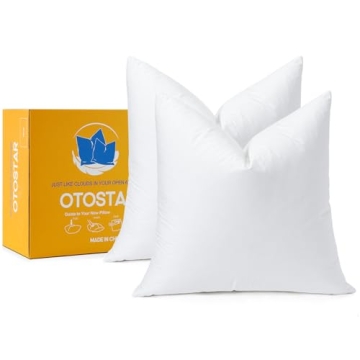 OTOSTAR Pack of 2 Down and Feather Throw Pillow Inserts, 22 x 22 Soft Fluffy Square Pillow Inserts w...