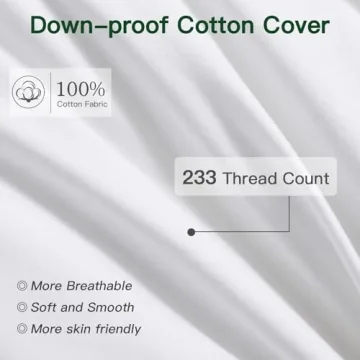 OTOSTAR Pack of 2 Down and Feather Throw Pillow Inserts, 22 x 22 Soft Fluffy Square Pillow Inserts with 100% Cotton Cover Decorative Pillows for Sofa Couch Bed-White