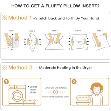 OTOSTAR Pack of 2 Down and Feather Throw Pillow Inserts, 22 x 22 Soft Fluffy Square Pillow Inserts with 100% Cotton Cover Decorative Pillows for Sofa Couch Bed-White