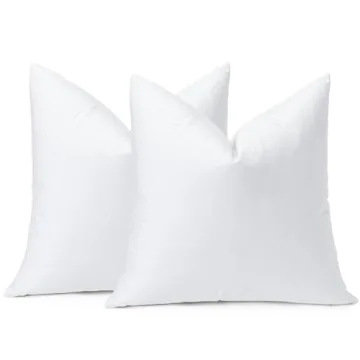 OTOSTAR Pack of 2 Down and Feather Throw Pillow Inserts, 22 x 22 Soft Fluffy Square Pillow Inserts with 100% Cotton Cover Decorative Pillows for Sofa Couch Bed-White