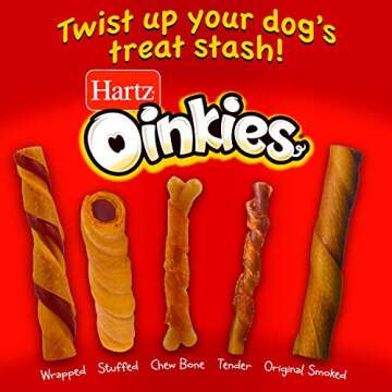 Hartz Oinkies Rawhide-Free Chicken-Wrapped Lasting Chew Bone Dog Treats, 12 Count, Highly Digestible, No Artificial Flavors or Colors