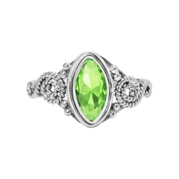 Elegant Peridot Stone Ring 925 Sterling Silver Statement Jewelry for Women