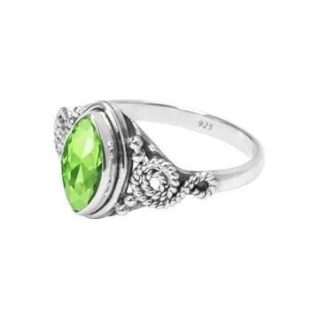 Peridot Stone Ring Handmade Silver Gift for Women