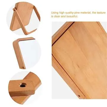 Mokoze Wood Rectangle Vanity Mirror for Desk or Wall - Stand Up Hanging Makeup Mirror, Table Decorative Mirrors for Living Room Bedroom Study Office Home Decor