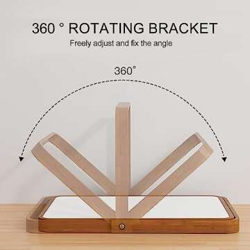 Mokoze Wood Rectangle Vanity Mirror for Desk or Wall - Stand Up Hanging Makeup Mirror, Table Decorative Mirrors for Living Room Bedroom Study Office Home Decor