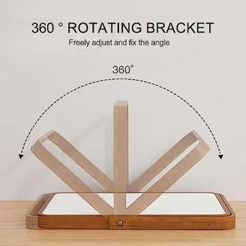 Mokoze Wood Rectangle Vanity Mirror for Desk or Wall - Stand Up Hanging Makeup Mirror, Table Decorative Mirrors for Living Room Bedroom Study Office Home Decor