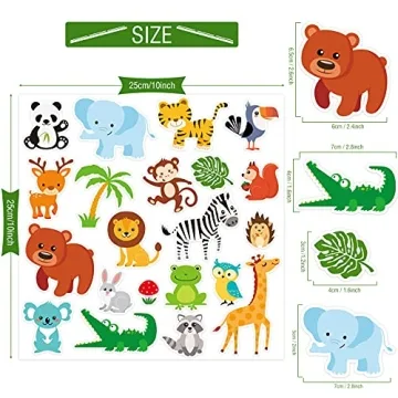 Jungle Animals Thick Gel Clings for Kids Fun Decor