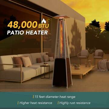 Pamapic 48000 BTU Patio Heater with Cover & Wheels