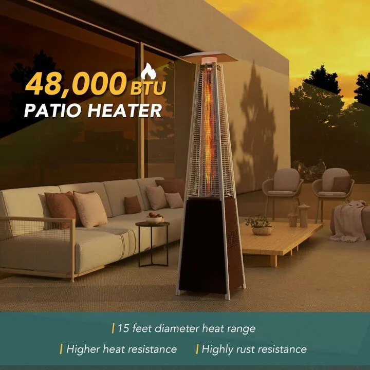 Pamapic 48000 BTU Patio Heater with Cover & Wheels