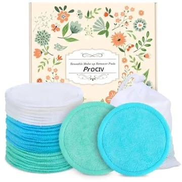 Reusable Makeup Remover Pads - 18 Packs Organic Reusable Cotton Rounds with Washable Laundry Bag for...