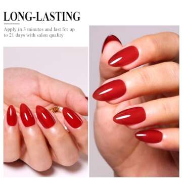 Imtiti Jelly Gel Nail Polish, 1 Pcs 0.5 Fl Oz Red Jelly Gel Polish Soak Off LED U V Nail Gel Polish Sheer Translucent Gel Nail Polish DIY Nail Art Starter Manicure Salon Gel Nail Kit for Women Girls