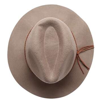 Women's 100% Wool Felt Cloche Short Brim Floppy Fedora Hat with Scrunchy (Braid Mushroom)