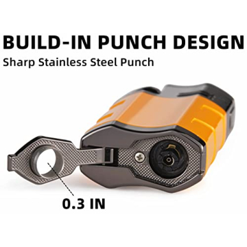 Castelar Triple Jet Flame Lighter with Punch Holder - Yellow